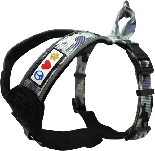 Vista 25 de Arnés para perro Pawtitas para entrenamiento de suave, ajustable, reflectante, acolchado para cachorros, Azul