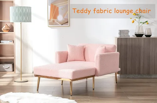 Vista 2 de Chaise Lounge para interiores, silla de tela de peluche con 3 ángulos ajustables, sillas convertibles en camas con 2 almohadas, cómoda silla