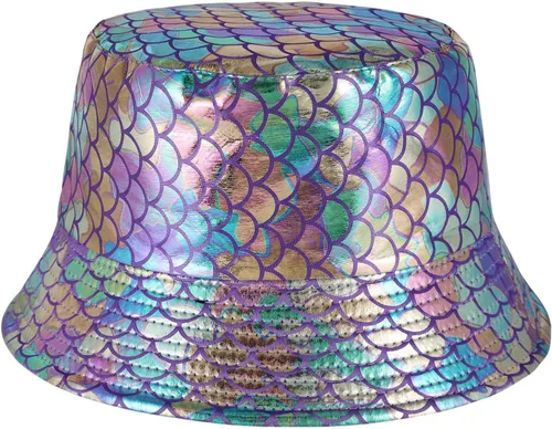 Vista 18 de MILAKOO Rock Metallic Bucket Hat Gorra reversible Unisex pescador ala ancha Rock Punk Hippie Sombrero