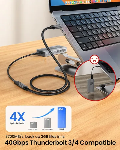 Vista 3 de Silkland Cable de extensión USB C USB4 de 40 Gbps 240 W para Thunderbolt