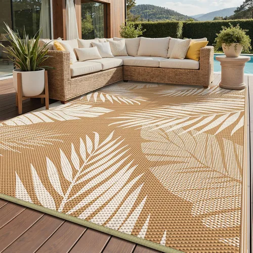 Vista 36 de GENIMO - Alfombra para exteriores de 6 x 9 pies, para patio, espacios amplios, reversible, de pajillas de plástico, alfombra impermeable para Azul