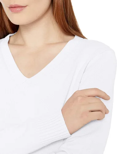 Vista 4 de Suéter Tienda Essentials para mujer, 100% algodón, de manga larga, con cuello en V