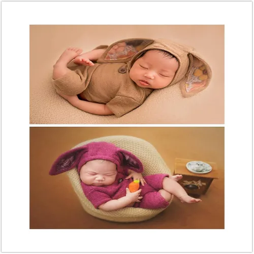 Vista 5 de Vemonllas Accesorios de fotografía para recién nacidos, gorro de manga corta y pantalón para fotos de bebé, disfraces para niños y niñas