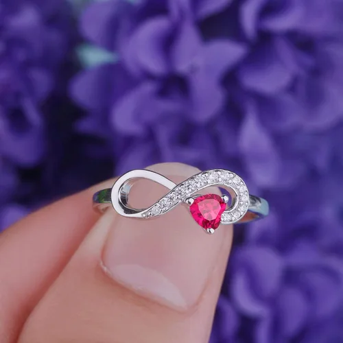 Vista 19 de Anillo Jo Wisdomo de compromiso. de plata esterlina, con corazón e infinito, anillo de amistad, para ella