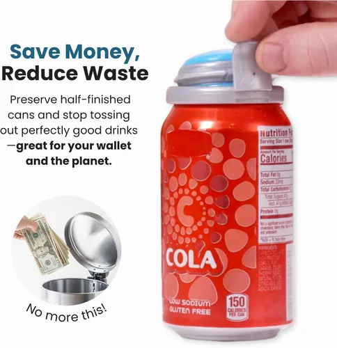 Vista 4 de Jokari Bomba de Lata de 2 Clicks y Salvador de Carbonación para latas de soda de 12oz y cerveza Mantiene las bebidas efervescentes frescas