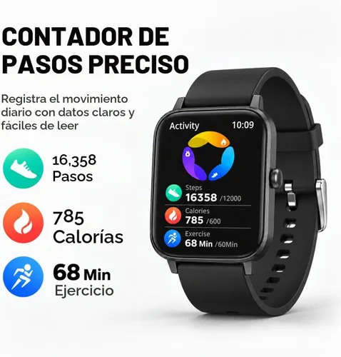 Vista 2 de Choiknbo Reloj inteligente con rastreador de fitness para teléfonos Android/iOS, pantalla táctil completa de 1.69 pulgadas con monitor de frecuencia