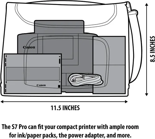 Vista 7 de USA Gear Estuche portátil para impresora fotográfica, bolsa de mensajero con separadores de acolchado compatible con Canon Selphy CP1500, Selphy