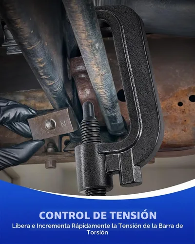 Vista 2 de Herramienta de descarga de barra de torsión OMT, herramienta clave de torsión Torsion Bar Tool with C Frame and 0.9" Dia Threaded Rod Compatible