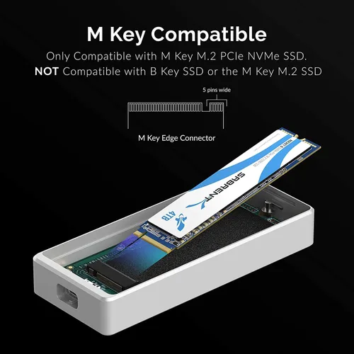 Vista 7 de SABRENT Carcasa de aluminio sólido SSD M.2 NVMe sin herramientas con certificación Thunderbolt 3 (EC-T3NS)