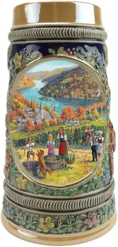 Vista 10 de OktoberfestHaus Bier Krug - Tazas de cerveza para hombre, jarra de cerámica con el castillo de Ludwig de Alemania, regalo para amantes