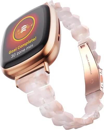 Vista 9 de Bandas compatibles con Fitbit Versa 4/Versa 3/Fitbit Sense 2/Fitbit Sense Bandas para mujer, banda delgada de resina a la moda, ligera, fina pulsera