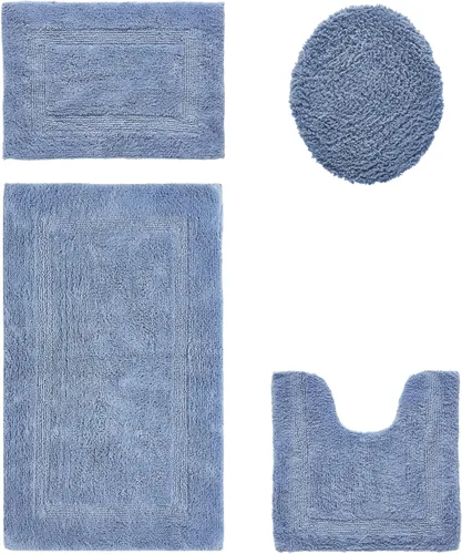 Vista 627 de Better Trends - Juego de 2 alfombras de baño 100% algodón, extra suaves, con borlas, de 17" x 24", alfombra de baño superabsorbente y reversible