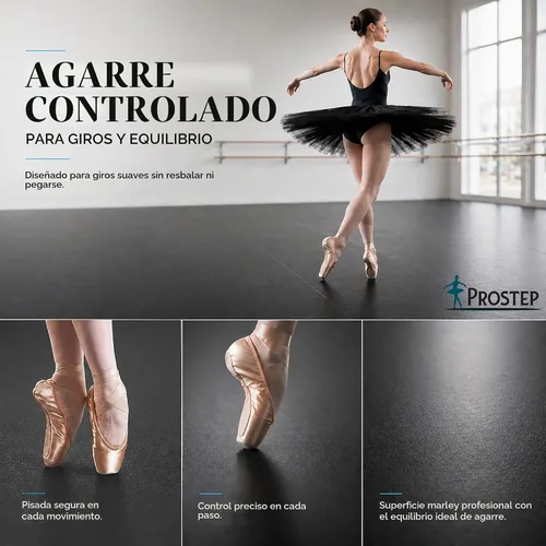 Vista 4 de ProStep by FlooringInc - Rollo reversible para pista de baile Marley, suelo de baile portátil de vinilo enrollable para ballet, jazz, moderno