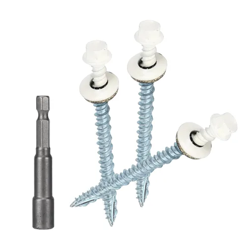 Vista 19 de Tornillos para techos de metal de 10 x 1 pulgada, tornillo para techo de chapa metálica con cabeza hexagonal negra y arandela EPDM para techos