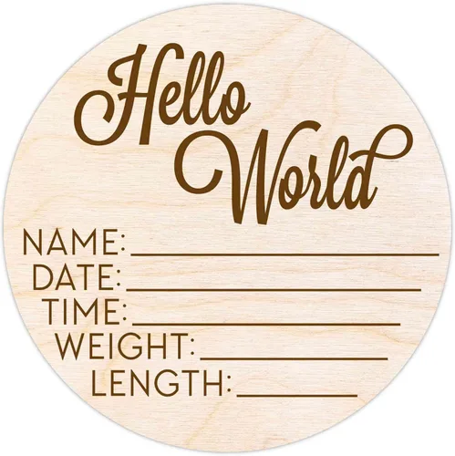 Vista 2 de Letrero Hello World para Recién Nacido - Placa de Anuncio de Nacimiento con Nombre del Bebé para Hospital - Accesorio para Fotos - Decoración Azul