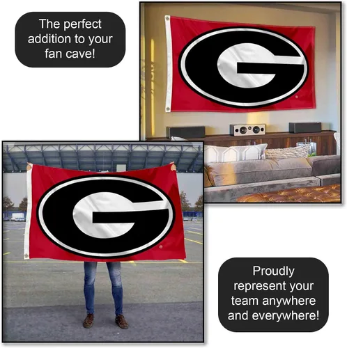 Vista 5 de College Flags & Banners Co. Bandera grande de la universidad de Georgia Bulldogs Dawgs University