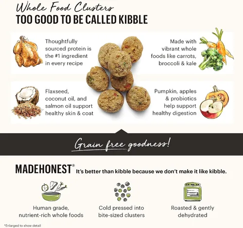 Vista 6 de The Honest Kitchen Whole Food Clusters - Alimento seco para perros sin granos para cachorros, bolsa de 1 libra (paquete de 2)