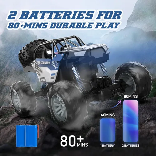 Vista 5 de DEERC Camioneta monstruo grande a escala 1:8 para adultos y niños, automóvil con control remoto mejorado con sonido realista, juguete RC todo