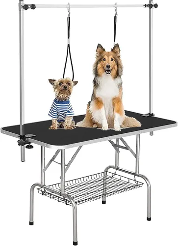 Vista 6 de Mesa hidráulica de aseo para perros pequeños y grandes, mesa profesional de aseo de mascotas resistente con brazo superior ajustable y soga, rango