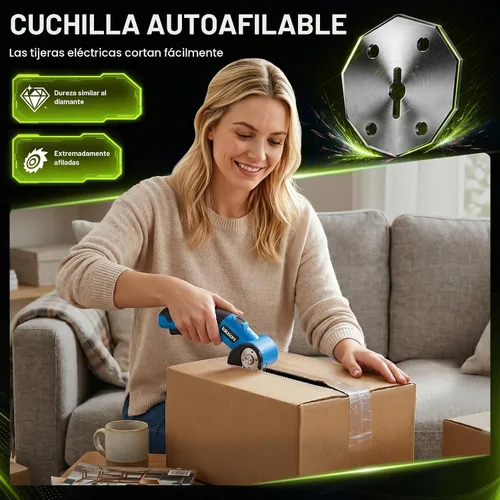 Vista 6 de Tijeras eléctricas inalámbricas para cartón, cortador automático de cajas VERDE