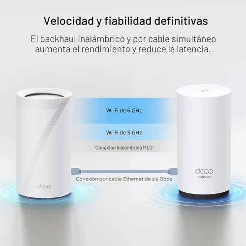 Vista 9 de TP-Link Deco 7 Extensor de malla Wi-Fi 7 de tres bandas BE65 BE11000 para exteriores Hasta 3000 pies cuadrados, 2 puertos PoE+ de 2.5G