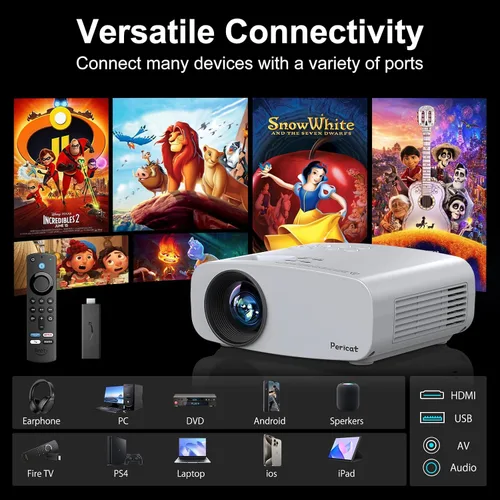 Vista 11 de Proyector con WiFi y Bluetooth, pericat 4K compatible con proyector nativo
