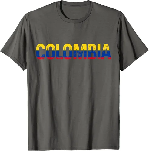 Vista 18 de Camiseta Vintage Pride de la bandera colombiana de Colombia, Negro