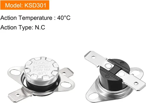 Vista 2 de Interruptor de control térmico de temperatura KSD301 termostato 40C NC, [para refrigeradores de horno microondas], normalmente cerrado/2 piezas