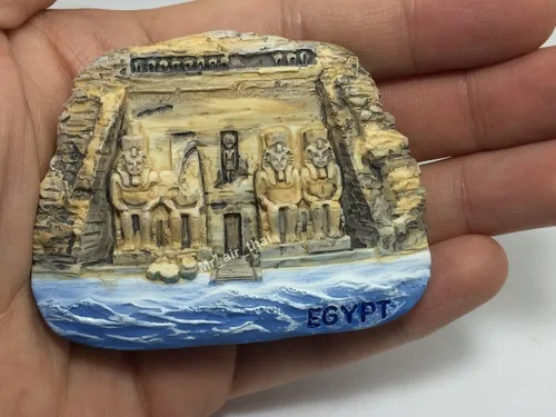 Vista 4 de WitnyStore Tiny The Great Temple of Abu Simbel, Egipto África Atracciones turísticas Resina Refrigerador Imán Viajero Recuerdo Regalo Memento 3D