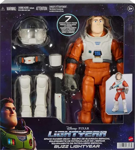 Vista 6 de Mattel Disney y Pixar Lightyear Buzz Lightyear Figura de acción y accesorios, Space Ranger Gear XL-01, juego de 11.6 pulgadas y 14 articulaciones