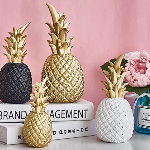 Vista 3 de Yardwe Figura de piña, adorno de fruta de resina artificial, decoración de frutas, decoración de fiesta de Hawaii, accesorios de fotografía