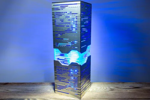 Vista 7 de Lámpara de noche Neon Horizon Estilo futurista de aspecto metálico Linterna hecha a mano