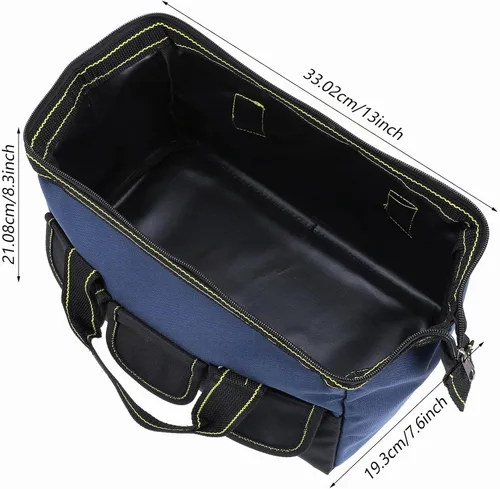Vista 2 de Paquete de 3 bolsas de herramientas de 13 pulgadas, bolsa de herramientas de boca ancha con base impermeable, bolsa de almacenamiento