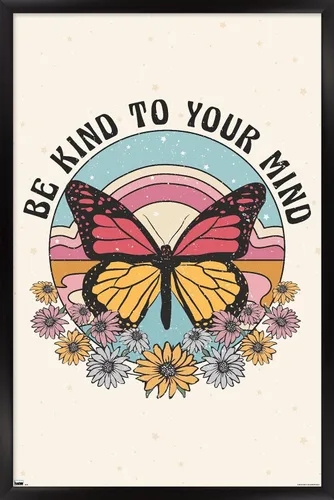 Vista 10 de Trends International Póster de pared Be Kind to Your Mind, 14.725 x 22.375 pulgadas, versión enmarcada de madera de granero