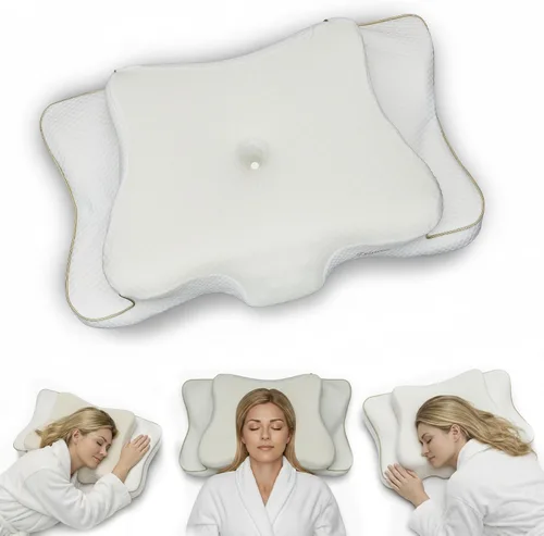 Vista 9 de Almohada cervical ergonómica para dormir – Almohada cervical de espuma viscoelástica refrescante para personas que duermen de lado y de espalda