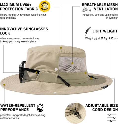 Vista 3 de TOP-EX LXLXXL UV50+ Sombrero impermeable de ala ancha con malla ventilada transpirable