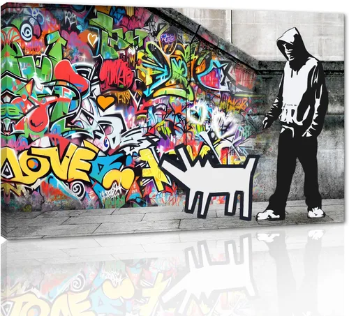 Vista 38 de Arte de pared de graffiti colorido póster impreso en lienzo creativo y moderno, pintura de graffiti de niña nunca te rindas, imágenes inspiradoras