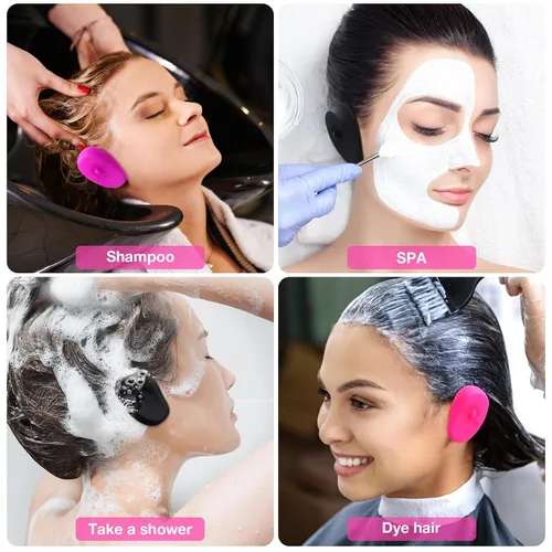 Vista 6 de FOMIYES 4 pares de fundas impermeables de silicona para los oídos, protectores de oídos resistentes al calor para tintes para el cabello