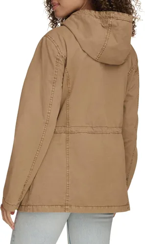Vista 3 de Levi's Women's Four Pocket Hooded Military Jacket Algodón Camel