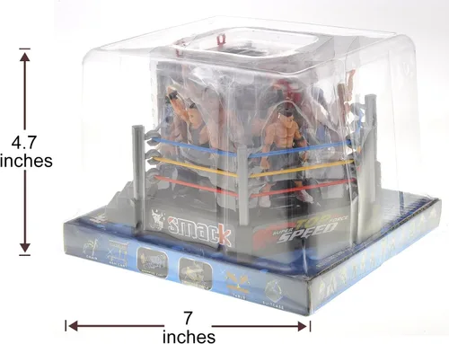 Vista 5 de Smack, anillo de escenario de lucha libre con 12 figuras mejoradas de 6 x 6 pulgadas