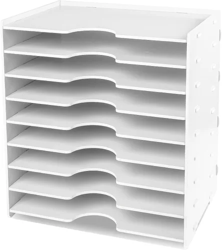 Vista 8 de Organizador de papel para escritorio, organizador de archivos de construcción de 7 niveles, clasificador de papel, soporte de almacenamiento
