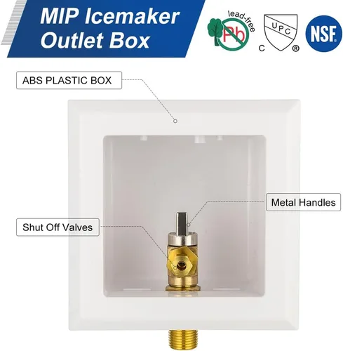 Vista 3 de 1 caja de máquina de hielo EFIELD, conexión de entrada MIP de sudor de 1/2 pulgada Caja de máquina de hielo universal con válvula de bola