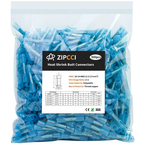 Vista 10 de Conectores a tope termorretráctiles de 12-10 AWG, 50 unidades, amarillos, impermeables, conectores de cable eléctrico, empalme, terminales