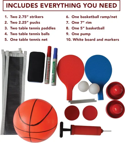 Vista 4 de Hathaway Scout - Mesa multijuego 4 en 1 de 54 pulgadas, ideal para salas de juegos familiares, incluye baloncesto de arcade, hockey de aire, tenis