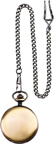Vista 6 de Mudder Reloj de bolsillo clásico liso vintage para hombre de acero Navidad (bronce), bronce, Movimiento de cuarzo