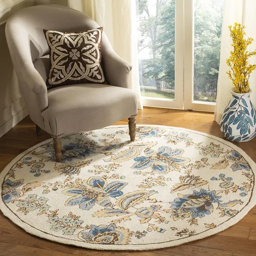 Vista 10 de SAFAVIEH Chelsea Collection - Alfombra decorativa de 1 pies 8 pulgadas x 2 pies 6 pulgadas, color marfil, lana de campo francesa enganchada a mano