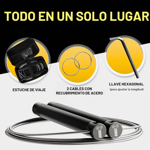 Vista 3 de GODROP - Cuerda de saltar de velocidad ajustable, 2 cuerdas recubiertas de acero, funda de transporte, asas antideslizantes de aluminio con EE. UU.