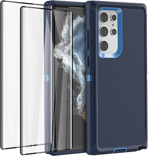 Vista 8 de AICase Funda para Galaxy S22 Ultra con protector de pantalla, protección contra caídas, resistente, a prueba de golpes y polvo, 3 capas, resistente