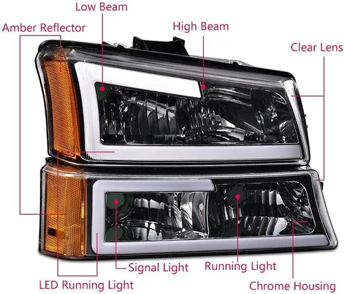 Vista 3 de PIT66 Faros LED, Compatible con 2003-2006 Chevy Silverado 1500 2500 3500 HD 2003 2004 2005 2006, Compatible con 2003-2006 Chevy Avalanche 1500 2500
