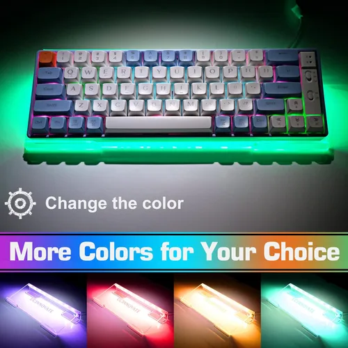 Vista 3 de UCINNOVATE - Soporte de teclado acrílico RGB para computadora, mini bandeja de teclado retroiluminada LED, teclado para juegos 60% interfaz USB